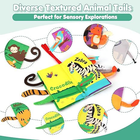 Touch and Feel Crinkle Cloth Book for Infant Baby 0-3-6-12-18 Months