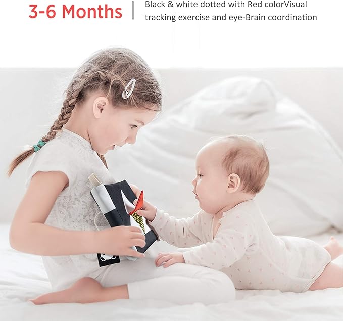 High Contrast Black and White Baby Book - Touch and Feel Crinkle Sensory Toy