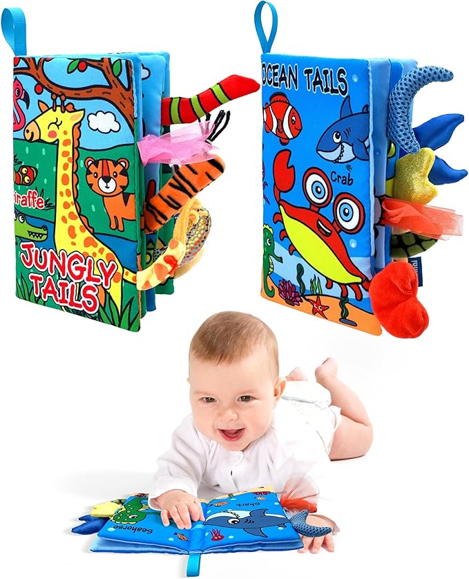 Baby Cloth Books 2PCS High Contrast Sensory Crinkle Book