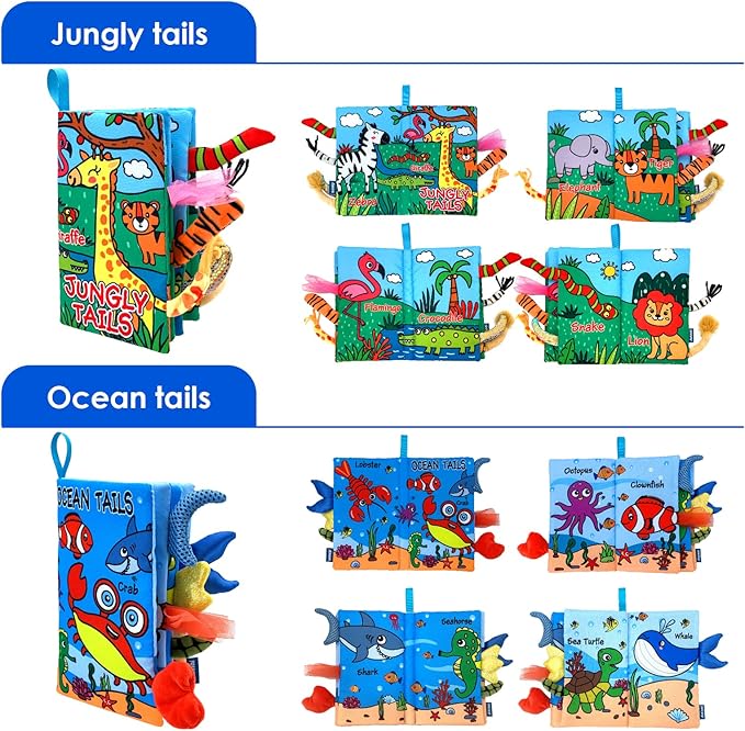 Baby Cloth Books 2PCS High Contrast Sensory Crinkle Book