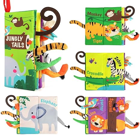 Touch and Feel Crinkle Cloth Book for Infant Baby 0-3-6-12-18 Months